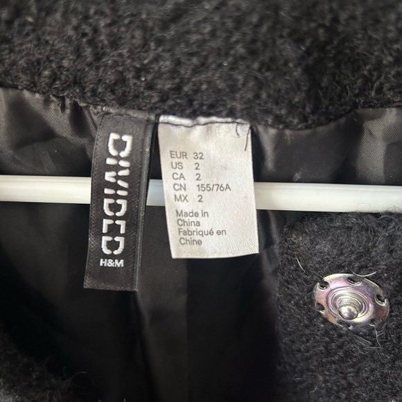 H&M Black Textured Peacoat Size 2 - Picture 3 of 4